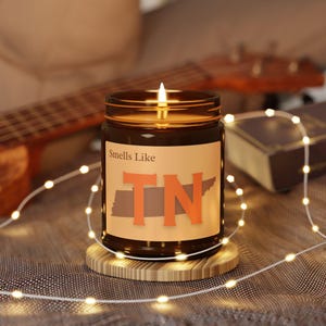 Smells Like TN, Tennessee Cinnamon Vanilla Scented 9oz Soy Candle - Cozy Home Decor, Southern Charm, Cowgirl Gift, Country Music, Nashville