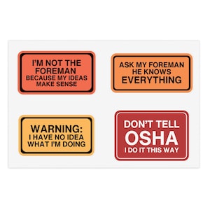 Funny Blue Collar Sticker Sheet | Foreman joke, Funny Stickers for Hardhats, Construction Humor, Gift for bluecollar, OSHA Warning Stickers
