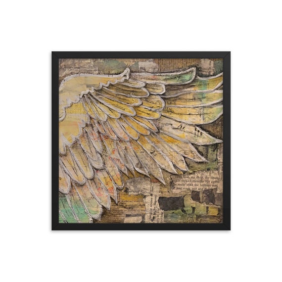 Framed Mixed Media Angel Wings Art Print Wings Wall Decor Etsy