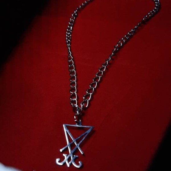 Sigil Of Lucifer Stainless Steel Pendant Necklace - 20" Chain, Satanic Symbol, Punk Style Jewelry