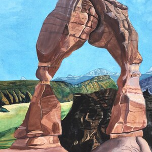 Moab Utah Arches National Park Delicate Arch Watercolor Painting - Giclee Print Signed and Numbered 12 x 9 in.