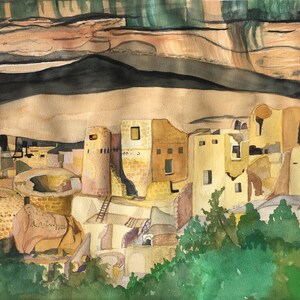 Mesa Verde National Park Colorado Watercolor Painting - Giclee Print Signed and Numbered