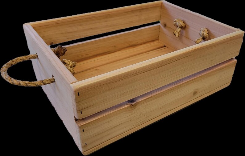 Slats With Rope Cedar Slat Crate With Rope Handles - Etsy
