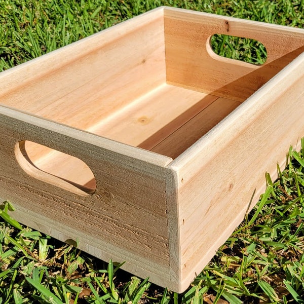 Handcrafted Cedar Crate with Solid Bottom Unfinished Cedar