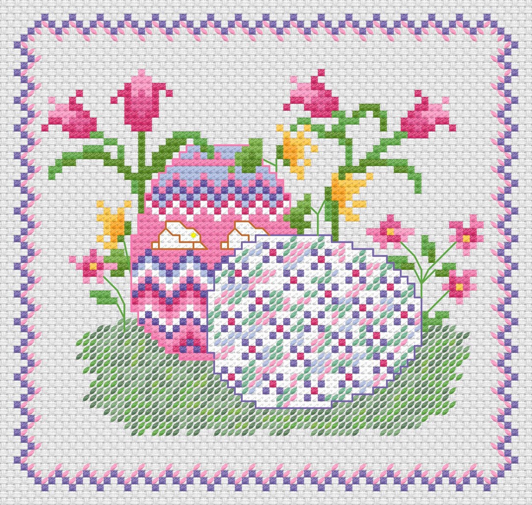 Easy Easter Eggs With Flowers Counted Cross Stitch PDF Pattern - Etsy