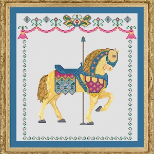 Palomino Carousel Horse Counted Cross Stitch PDF Pattern