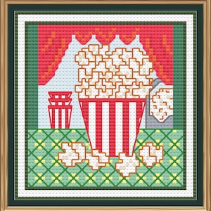 Summer Fun Popcorn Time Counted Cross Stitch PDF Pattern