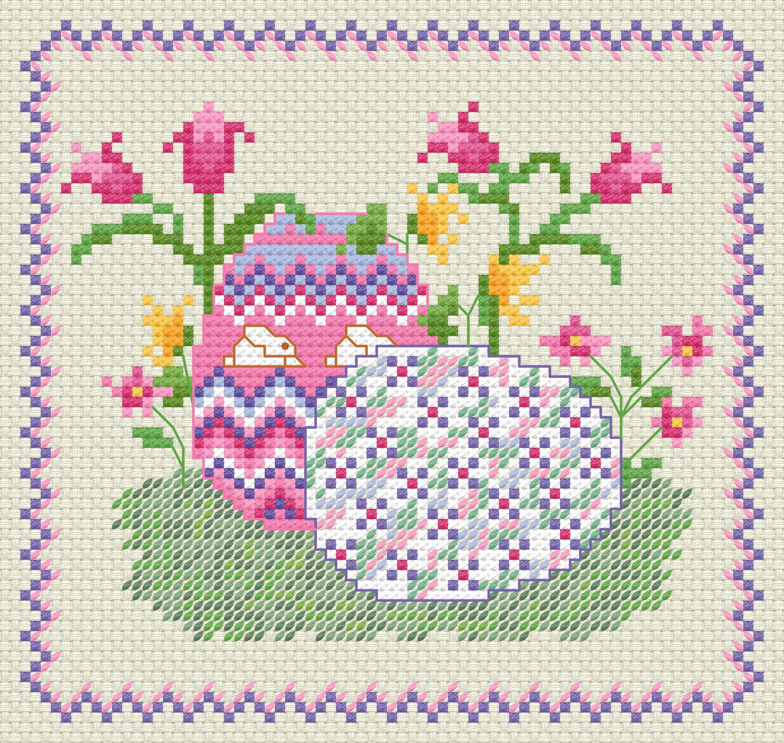 Easy Easter Eggs With Flowers Counted Cross Stitch PDF Pattern - Etsy