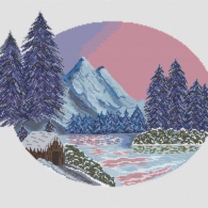 Winter Mountains Counted Cross Stitch PDF Pattern