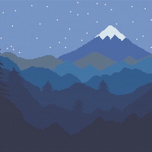 Forest at Night Counted Cross Stitch PDF Pattern