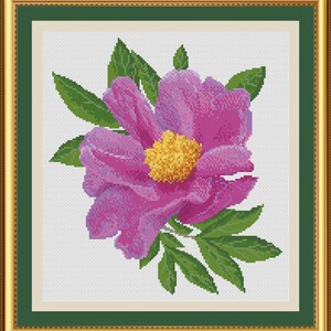 Peony Pretty in Pink Counted Cross Stitch PDF Pattern