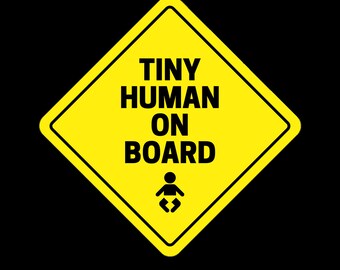 Tiny Human a bordo bumper sticker gráfico