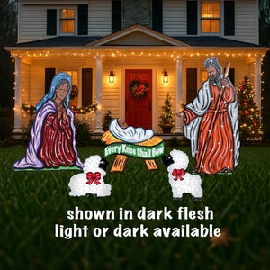 baby Jesus nativity scene Christian Christmas yard art SET OF 5, Black nativity characters outdoor Christmas nativity yard decor, Mary