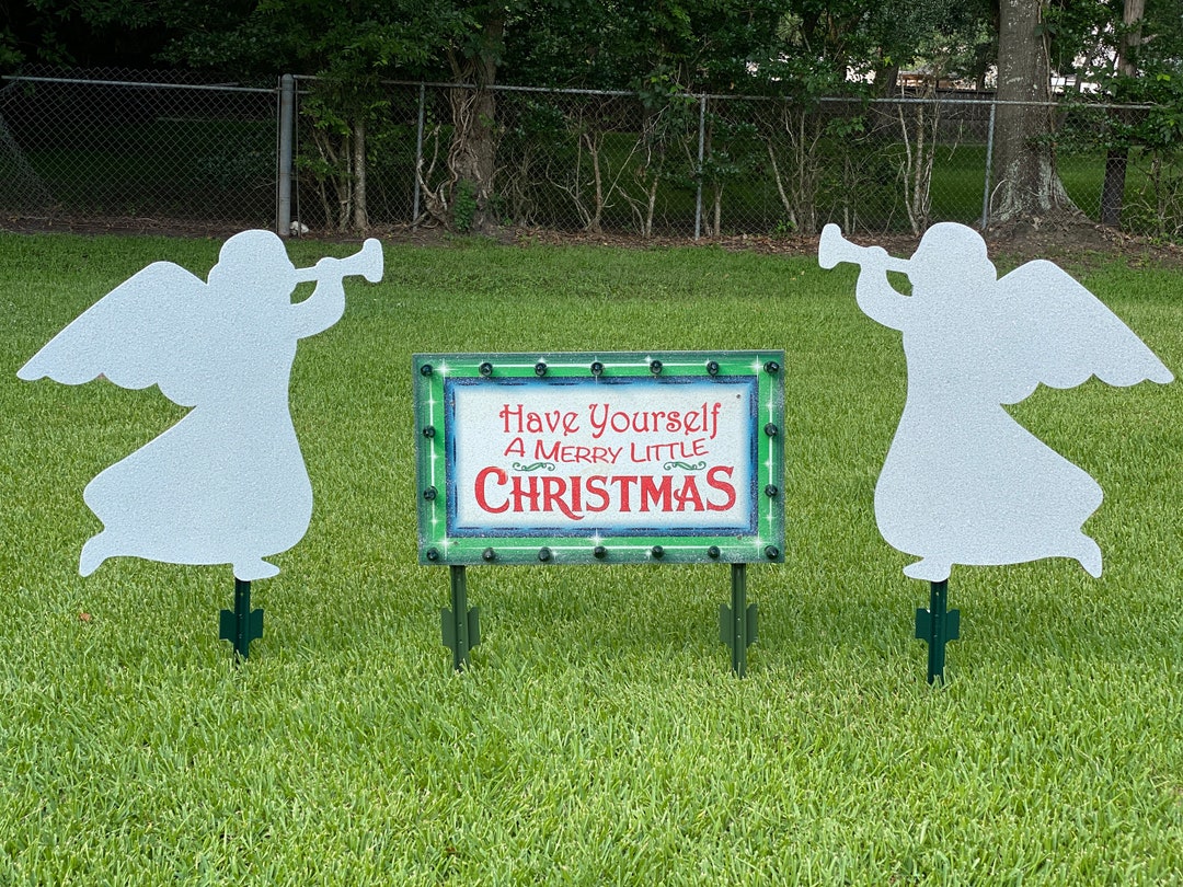 Christian Yard Art Christmas Decorations 3 Piece Set Lighted A Merry