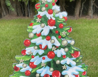 Christmas Yard Art *See Video*  Christmas Tree with snow Outdoor Christmas Decoration