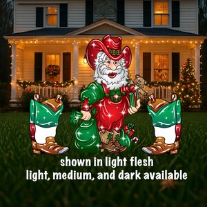Santa Clause in Overalls Christmas Outdoor Decoration Sign | Christmas Yard Art | Christmas Lawn Decor Christmas Yard Art