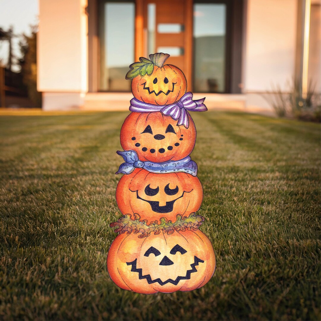 Jack O Lantern Yard Stake for Garden, Pumpkin Patch Sign for Outdoors ...
