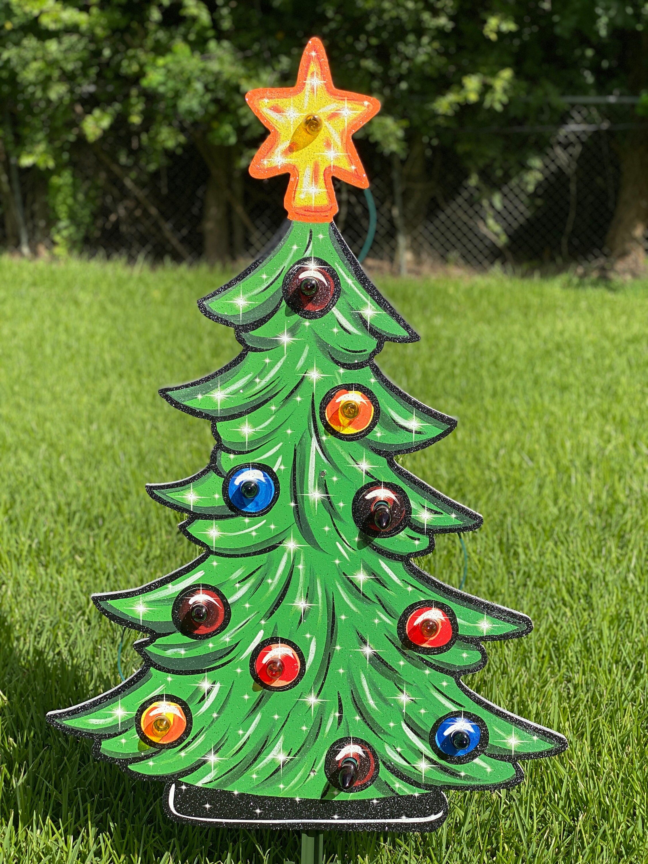 Christmas Yard Art Christmas Tree with lights/Outdoor Etsy