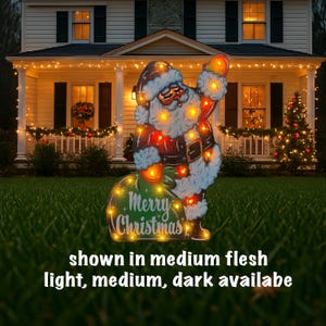 Lighted Santa Clause Christmas Outdoor Decoration Sign | Christmas Yard Art | Christmas Lawn Decor Christmas Yard Art