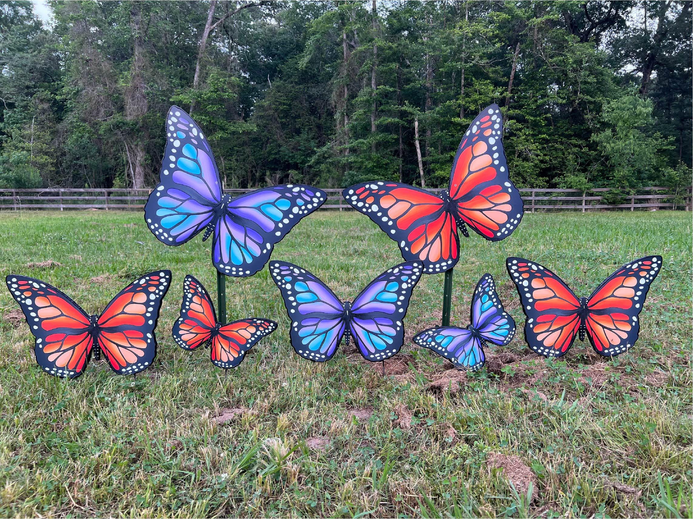 Monarch Butterfly Garden Decor, Orange Butterfly Spring Yard Art Wood