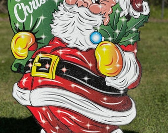 Santa Clause Christmas Outdoor Decoration Sign | Christmas Yard Art | Christmas Lawn Decor Christmas Yard Art