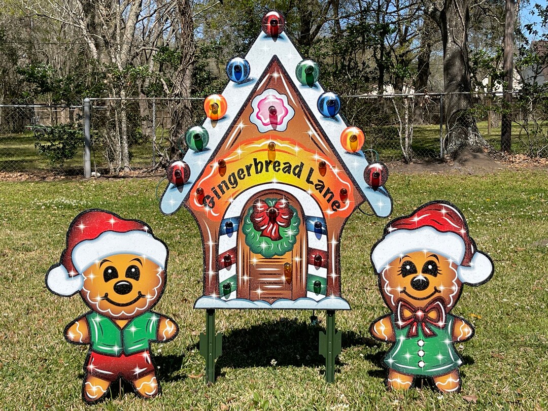 Lighted Christmas Gingerbread House Yard Art Handcrafted Christmas Yard