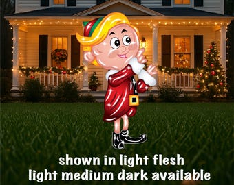 Hermey the elf Christmas elf garden yard decoration, cute elf Christmas yard art wood cutouts, outdoor holiday decor gift, winter yard decor
