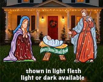 baby Jesus nativity scene Christian Christmas yard art SET OF 3, outdoor Christmas nativity yard decor, Mary Joseph and Jesus religious