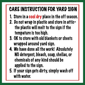 care instructions for yard art sign