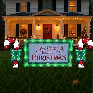 have yourself a merry little Christmas lighted Christmas yard sign, cute Christmas housewarming gifts for couple, outside Christmas signs
