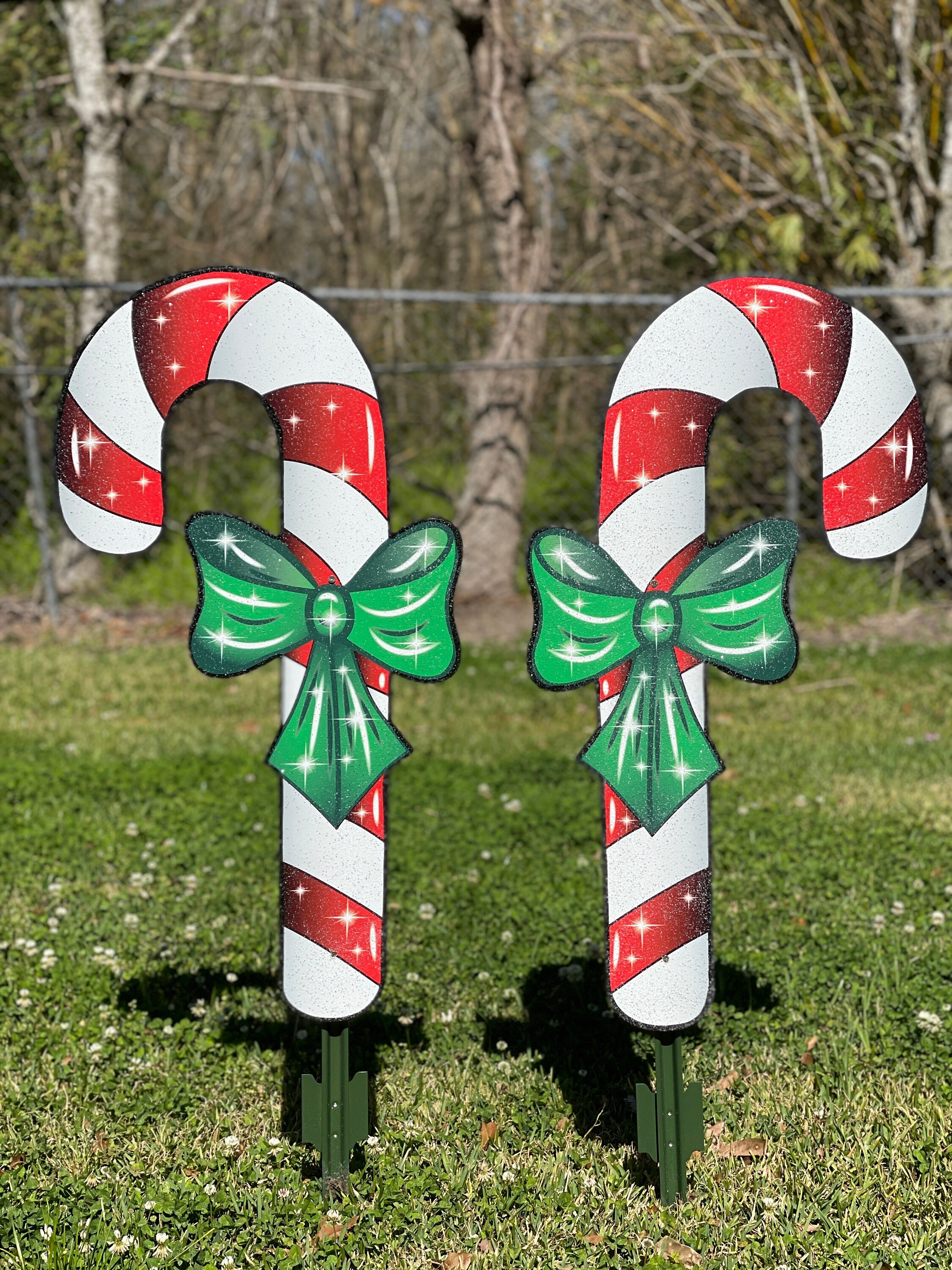 Christmas Yard Art Christmas Candy Canes Set of 2-christmas - Etsy