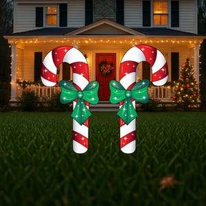 candy cane outdoor decor SET OF 2, Christmas lawn wooden signs for outdoors, Christmas garden gifts for women, outdoor holiday decor gift