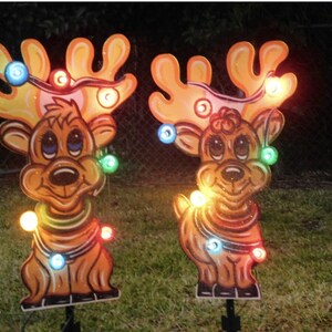 Christmas Yard Art Two Red Candles With Merry Christmas Etsy