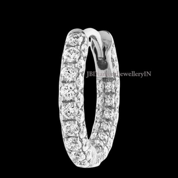 Lab Grown Diamond Pavé-oorringen: 10K gouden Huggie, Helix Earring