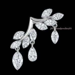 14K Solid Gold Diamond Vine Garland Threaded Stud Earring 16g Single Diath Earring Conch Piercing Invisible Set Diamond Cartilage Stud Ear