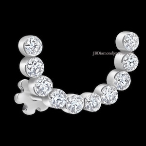 14K Gold Lab Grown Diamond Stud Earring: Invisible Set Demi Eternity