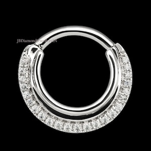 14K Gold Lab Grown Diamond Clicker Hoop Earring: Septum, Daith Piercing