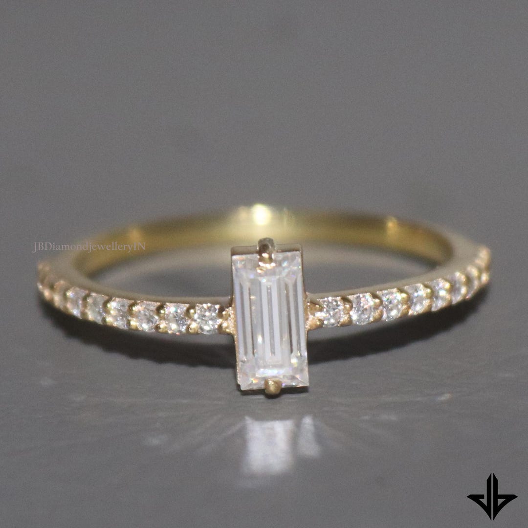 14k Gold Lab Diamond Eternity Ring: Baguette & Round Band - Etsy