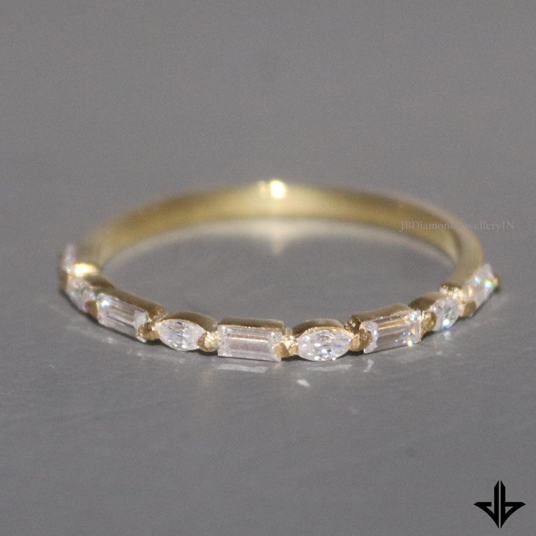 Macy 14k Gold Lab Grown Diamond Eternity Ring: Baguette & Marquise Cut ...