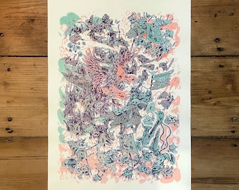 Hauts-elfes contre gobelins - impression risographie (nouvelles couleurs !)