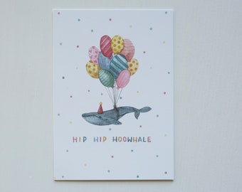 Watercolor postcard "Hip Hip Hoowhale" | PK-001 | A6 print