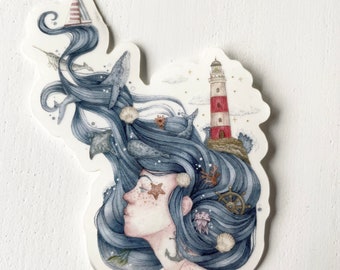 Vinyl sticker transparent "Mermaid Head" | ST-014