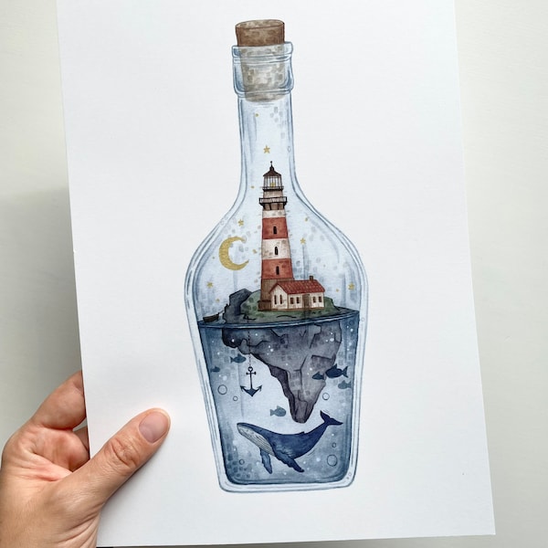 Poster "Lighthouse Bottle" | Offset Print A4 | KD-003