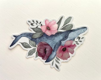 Hologram sticker "Whale with flowers" | ST-002