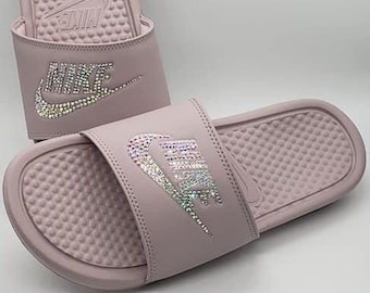 nike slides with gold check