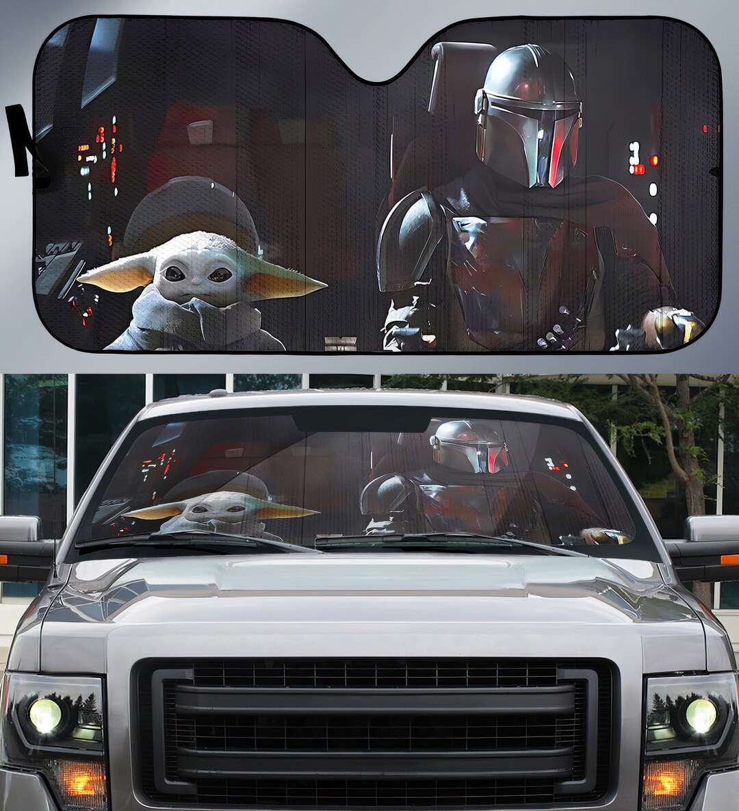 Baby Yoda Car Sunshade Car Windshield Sunshade Baby Yoda Etsy