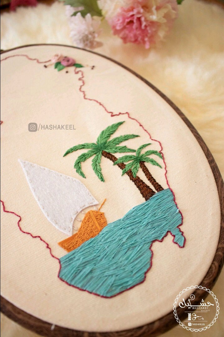 Qatar Map Pattern for Embroidery Work Qatar National Day With Flower Etsy