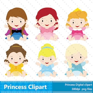 Digitale Baby Prinzessin Clipart, Prinzessin Baby ClipArt, Märchen Prinzessin Clipart, Baby Prinzessin Clipart, süße Prinzessin ClipArt