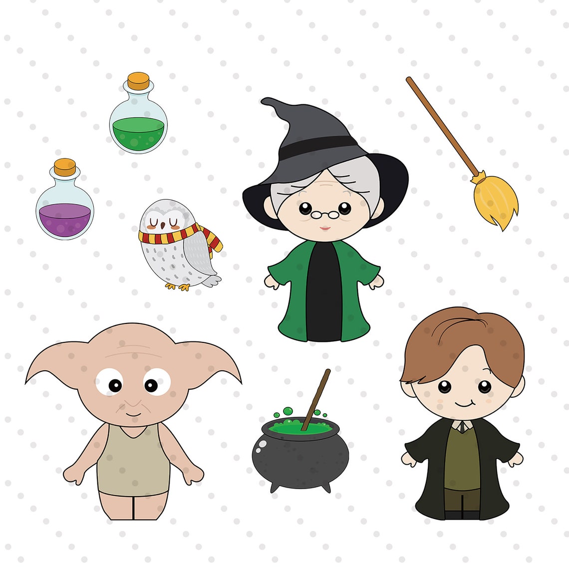 Cute Wizard Clipart Wizard Clip Art Instant DownloadCute | Etsy