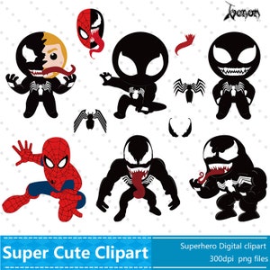 Venom Clipart,Clip art and Digital paper set， Superhero Venom Clip Art, venom png, Family Clipart, Digital Clipart，Birthday Clipart